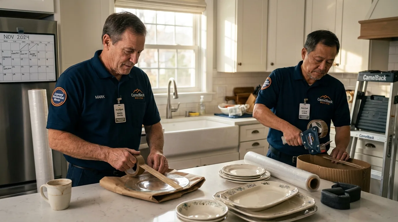 Professional crew packing kitchen dishware in Moulton, AL